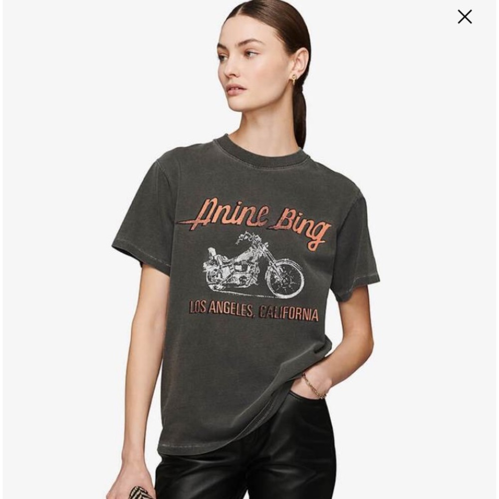 ANINE BING Lili Tee Motorcycle Im Charcoal